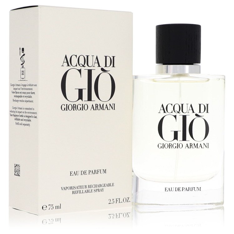 Acqua Di Gio 2.5 oz Eau De Parfum Refillable Spray For Men By Giorgio Armani