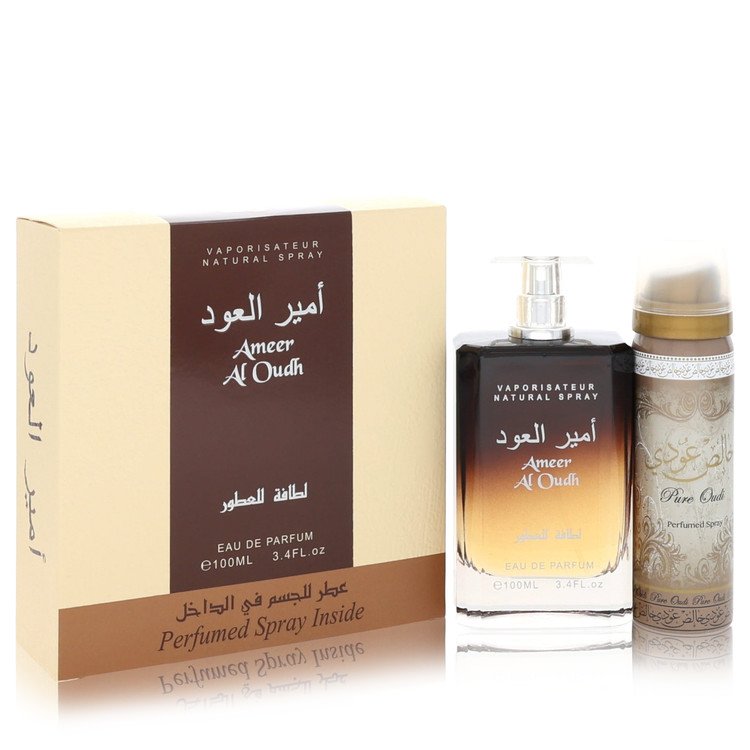 Ameer Al Oudh Gift Set 3.4 oz Eau De Parfum Spray + 1.7 oz Perfumed Spray For Men By Lattafa