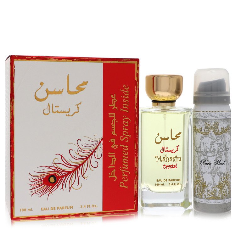Lattafa Mahasin Crystal 3.4 oz Eau De Parfum Spray with 1.7 oz Deodorant Spray For Women By Lattafa