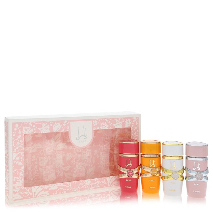 Lattafa Yara Gift Set Mini My Yara EDP Collection Set contains Yara, Yara Moi, Yara Tous, Yara Candy all sized 0.08 oz EDP For Women By Lattafa