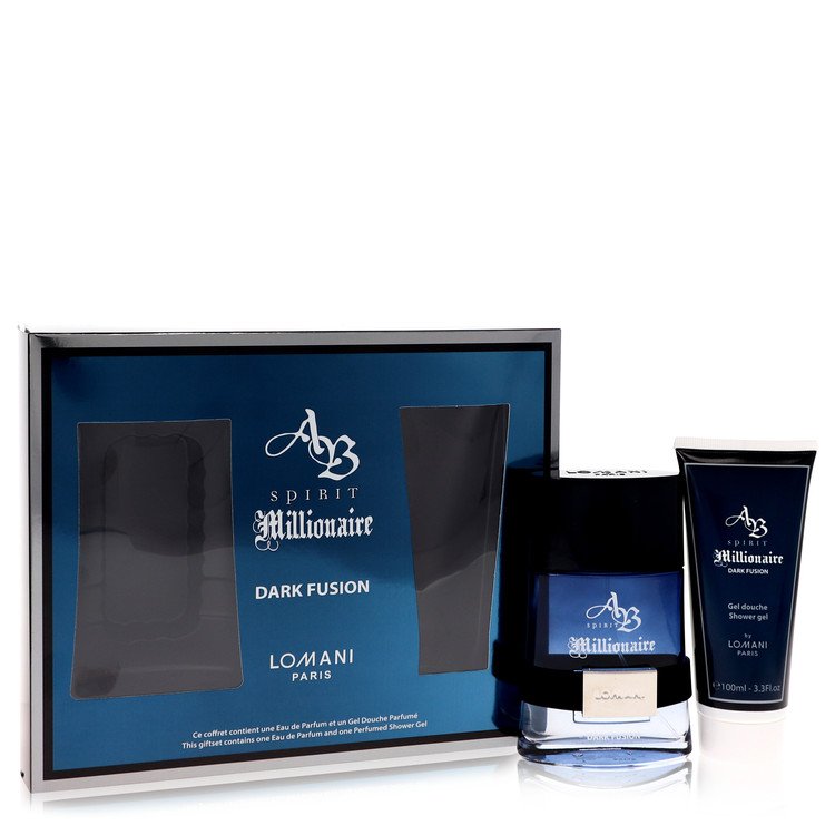 Spirit Millionaire Dark Fusion Gift Set 3.3 oz Eau De Parfum Spray + 3.3 oz Shower Gel For Men By Lomani