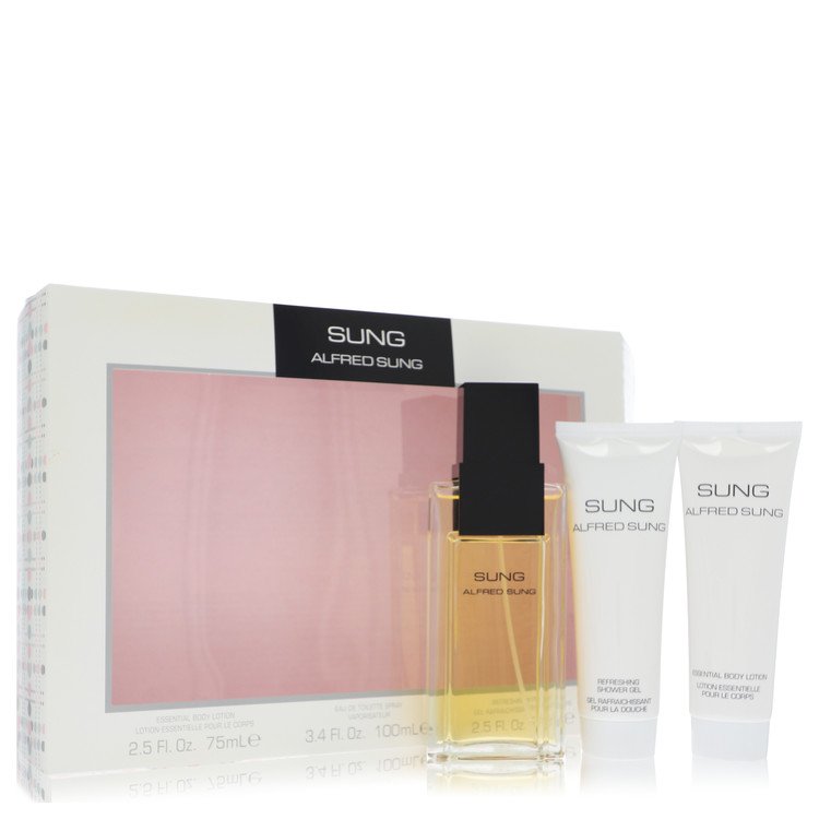 Alfred Sung Gift Set 3.4 oz Eau De Toilette Spray + 2.5 oz Body Lotion + 2.5 oz Shower Gel For Women By Alfred Sung