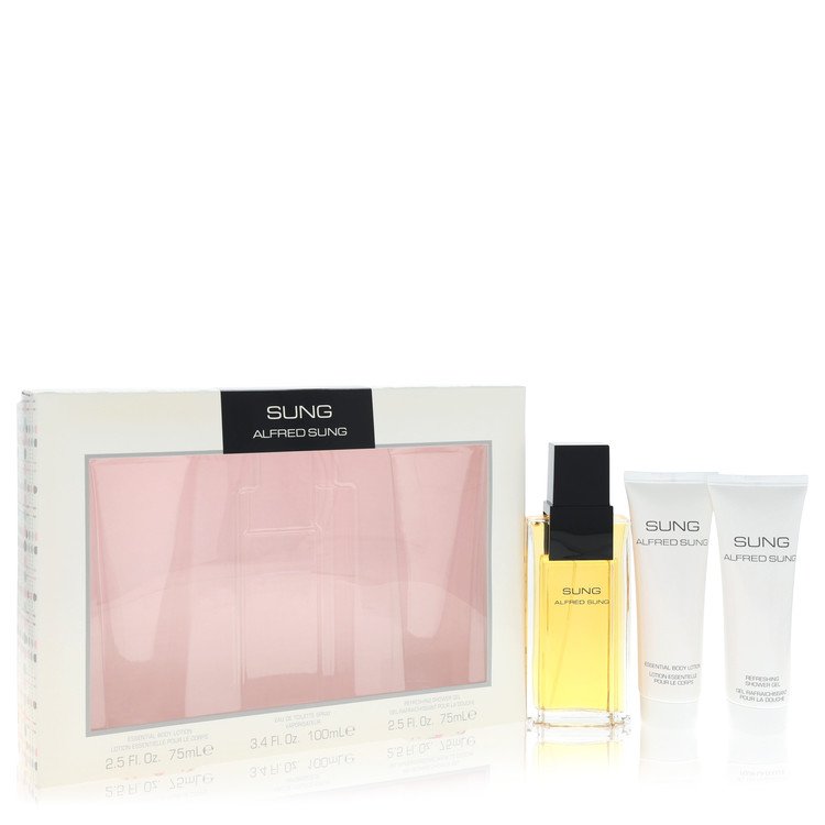 Alfred Sung Gift Set 3.4 oz Eau De Toilette Spray + 2.5 oz Body Lotion + 2.5 oz Shower Gel For Women By Alfred Sung