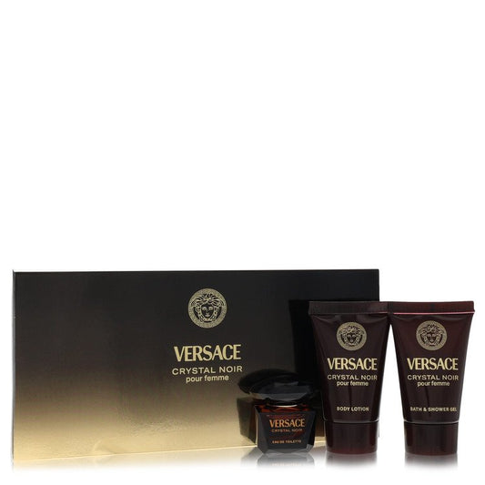 Crystal Noir Gift Set .17 oz Mini EDT + .8 oz Shower Gel + .8 oz Body Lotion For Women By Versace