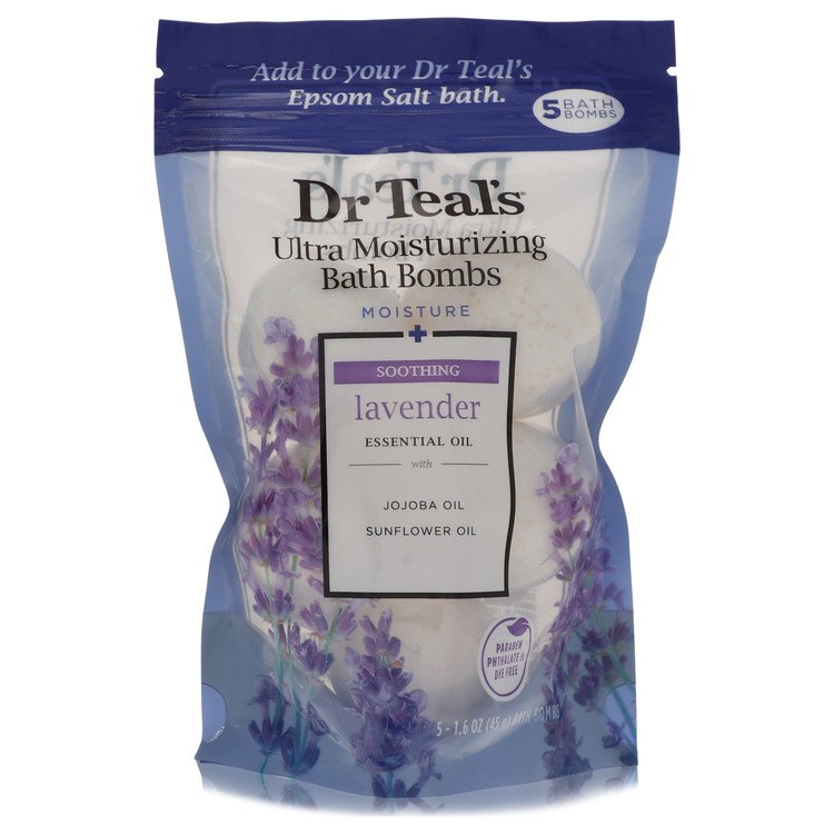 Dr Teal's Ultra Moisturizing Bath Bombs Five 1.6 oz Moisture Soothing Bath Bombs with Lavender, Essential Oils, Jojoba Oil, Sunflower Oil 1.6 oz Five (5) (Unisex) For Men By Dr Teal's