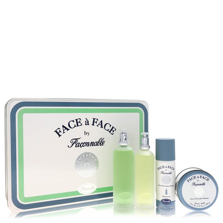Face A Face Gift Set 5 oz Eau De Toilette Spray + 5 oz Deodorant Spray + 3.3 oz After Shave + 5 oz Soap For Men By Faconnable