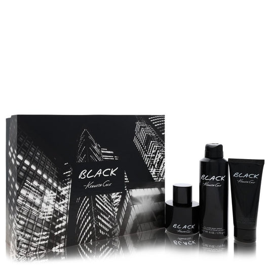 Kenneth Cole Black Gift Set 3.4 oz Eau De Toilette Spray + 3.4 oz After Shave Balm + 6 oz Body Spray For Men By Kenneth Cole
