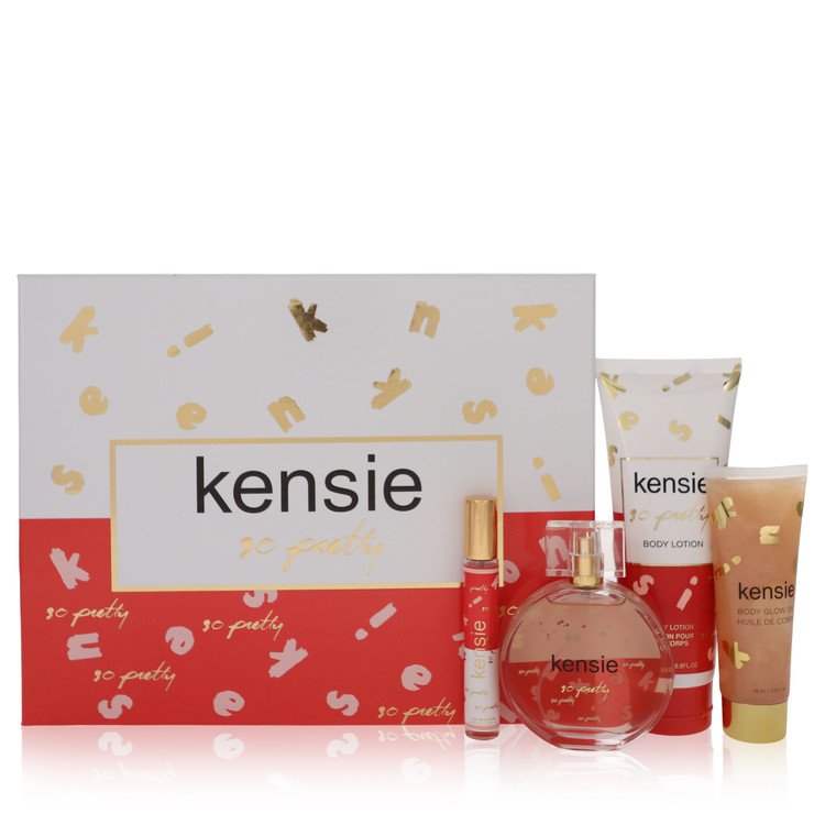 Kensie So Pretty Gift Set 3.4 oz Eau De Parfum Spray + .34 oz Mini EDP Spray + 2.5 oz Body Glow Oil + 6.8 oz Body Lotion For Women By Kensie