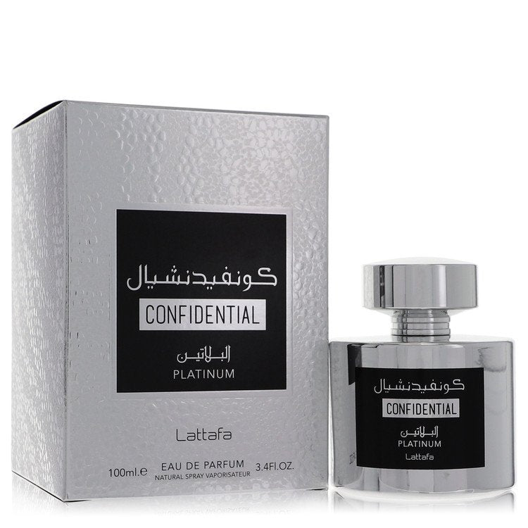 Lattafa Confidential Platinum 3.4 oz Eau De Parfum Spray (Unisex) For Men By Lattafa