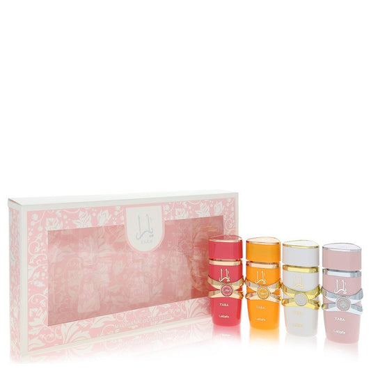 Lattafa Yara Gift Set Mini My Yara EDP Collection Set contains Yara, Yara Moi, Yara Tous, Yara Candy all sized 0.08 oz EDP For Women By Lattafa