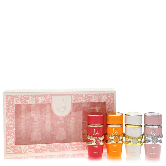 Lattafa Yara Gift Set By Lattafa Mini My Yara EDP Collection Set contains Yara, Yara Moi, Yara Tous, Yara Candy all sized 0.08 oz EDP For Women By Lattafa