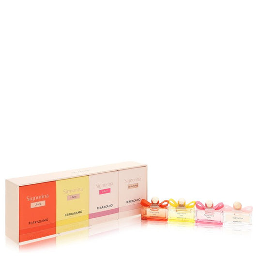 Signorina Gift Set Signorina, Siginorina in Fiore, Signorina Libera, Signorina Unica each in 0.17 oz EDP size For Women By Salvatore Ferragamo