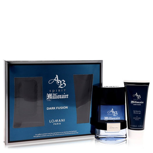 Spirit Millionaire Dark Fusion Gift Set 3.3 oz Eau De Parfum Spray + 3.3 oz Shower Gel For Men By Lomani