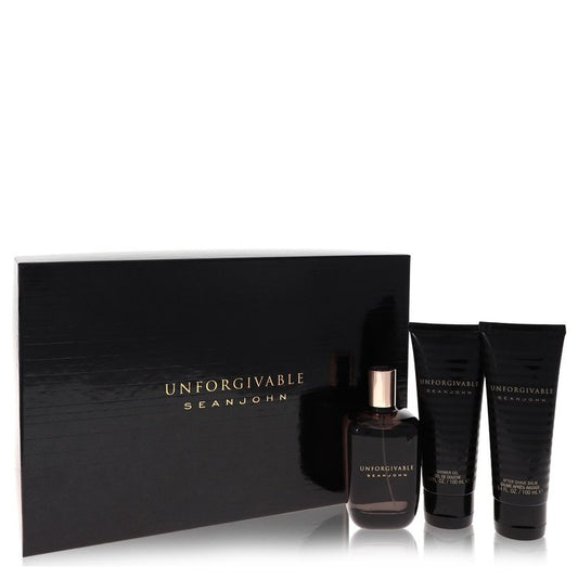 Unforgivable Gift Set 4.2 oz Eau De Toilette Spray + 3.4 oz Shower Gel + 3.4 oz After Shave Balm For Men By Sean John