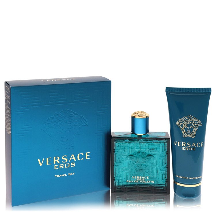 Versace Eros Gift Set 3.4 oz Eau De Toilette Spray + 3.4 oz Shower Gel For Men By Versace