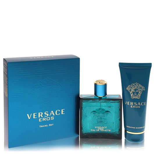 Versace Eros Gift Set 3.4 oz Eau De Toilette Spray + 3.4 oz Shower Gel For Men By Versace